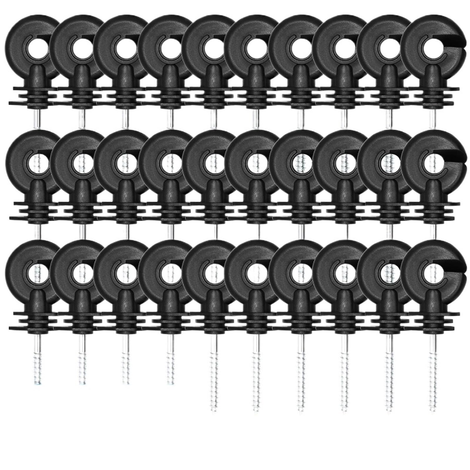 Anillo Aislador Aisladores Anillo atornillable for valla aislante de enrejado eléctrico negro for cría animales en jardines agrícolas(30pcs)