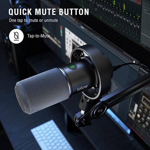 FIFINE USB/XLR Studio Micro Dynamique pour PC, RGB Cardioïde Microphone pour Gaming, Podcasting, Streaming, Broadcasting, Enregistrement Vocal, pour PS4/5 Mac PC Mixer Cartes Son - 6