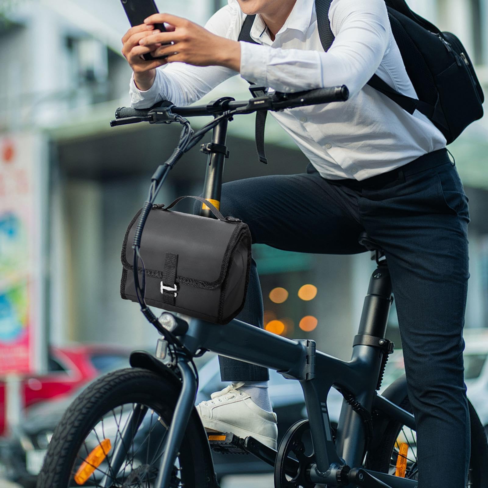 Borsa Manubrio Borsa Bici Pieghevole | 7L Organizzatore Impermeabile con Cintura a Spalla per Monopattino Elettrico, Spostamenti, Viaggi e Uscite