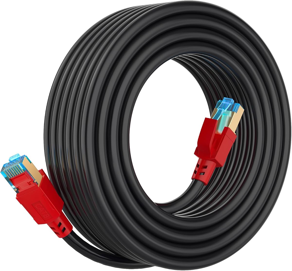 Cat 8 Ethernet Cable 20 ft, 40Gbps 2000MHz Shielded RJ45 Network LAN Cable | 6Ft 10Ft 15Ft 25Ft 30Ft 35Ft 40Ft 50Ft 60Ft 75Ft 100Ft 150Ft 200Ft High Speed Heavy Duty Internet Cable for Modem Router