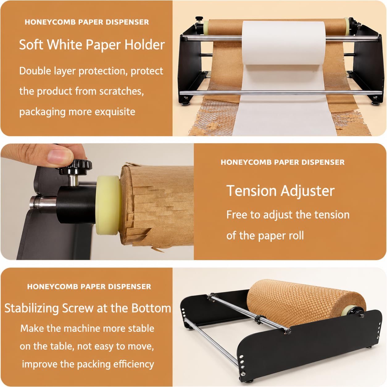 Dispenser manuale del rotolo della carta kraft e scaffale della carta da imballaggio per l'imballaggio, i mestieri, la protezione di scossa e