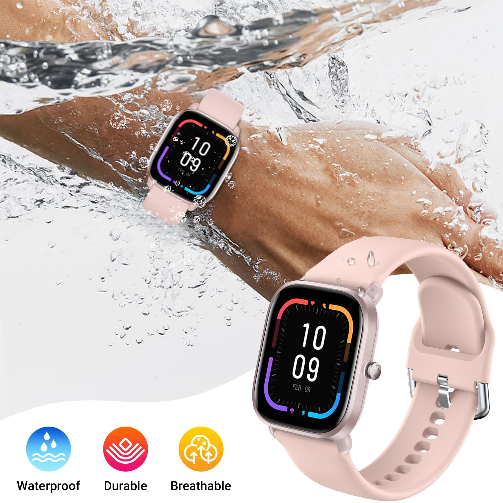 Higgs Silicone Cinturino Compatibile con Amazfit Bip 3/3pro/Bip U pro/Bip S/Bip S Lite/Bip Lite, 20mm Sportivo Cinturini per Amazfit GTS 2 Mini/GTS 3 42mm,Braccialetto per Amazfit GTS 4 mini Rosa