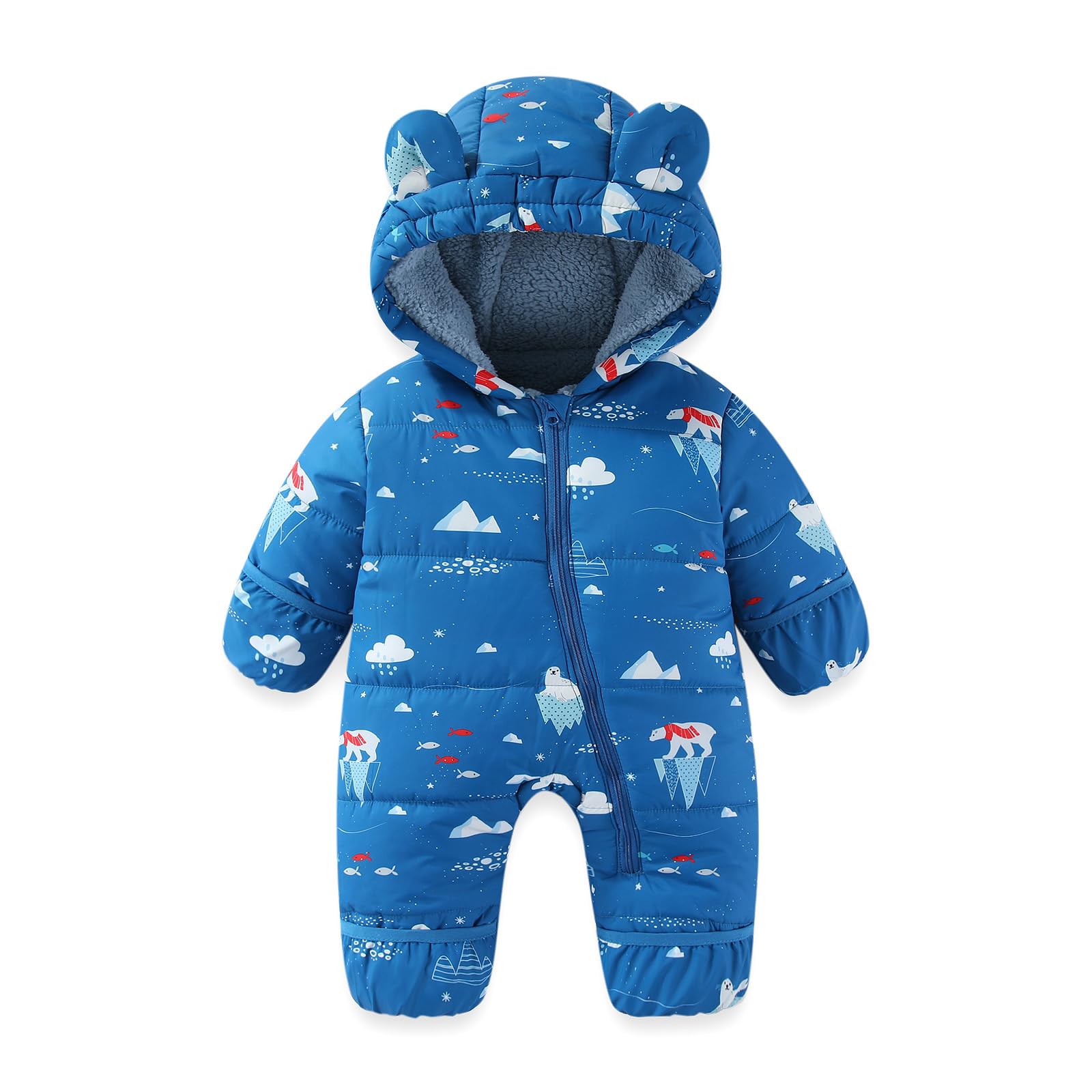 WYTbaby Combinaison de neige pour bébé - Chaude - Avec capuche - Combinaison épaisse - Pour garçons et filles de 3 à 24 mois