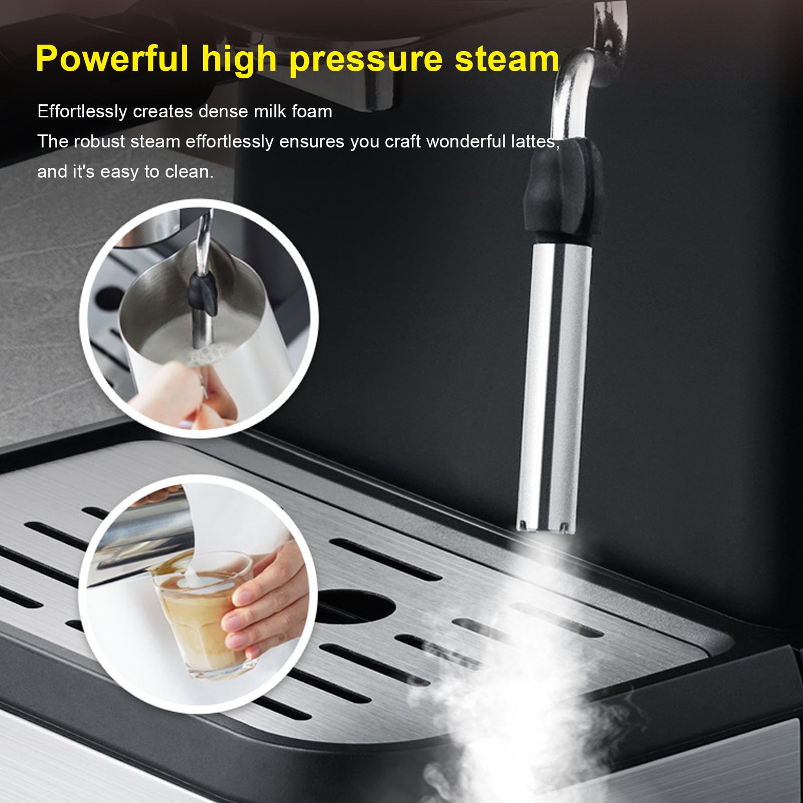 Semiautomática con 20 Bar de Presión y Control PID (Enchufe europeo) | Portafiltro de 51 mm para una rica crema, tanque extraíble de 1,5 L, calefacción de 1050 W, interruptor de preparación fría