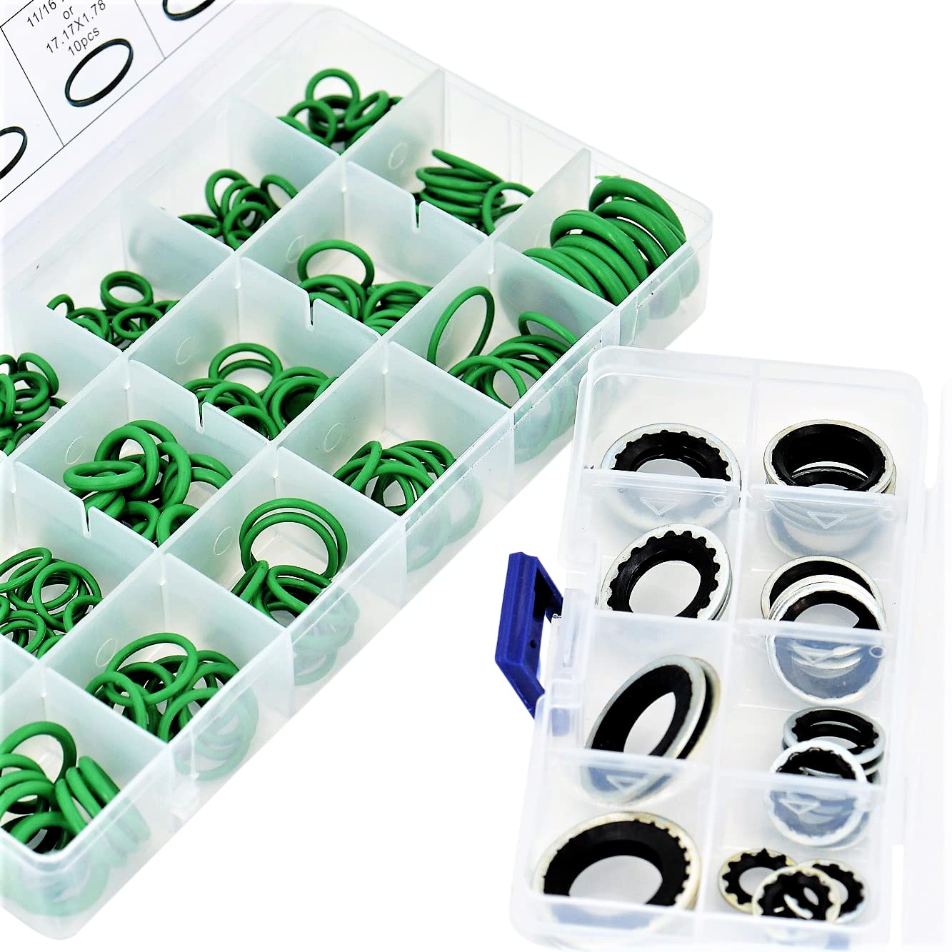 A/C Port Washer & Nitrile O-Ring Kit | 30Pc Replacement Bonded Seal Gaskets (1) + 270pc O Ring Set (1) | for R12 - R134a | AC Refrigeration Leak | GM