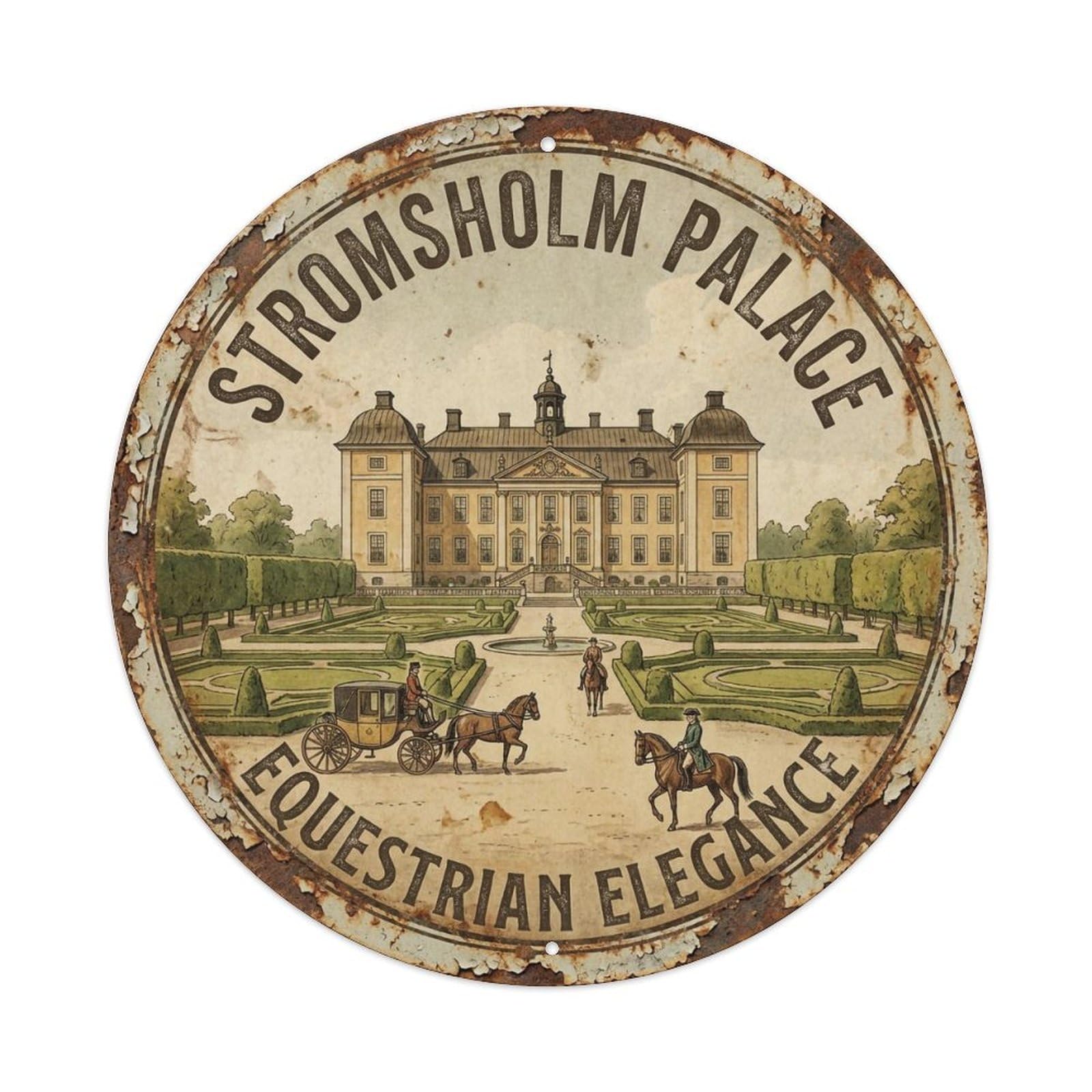 Okahys 8X8inch(20X20cm) Vintage Travel Stromsholm Palace Sweden Baroque Metal Tin Sign