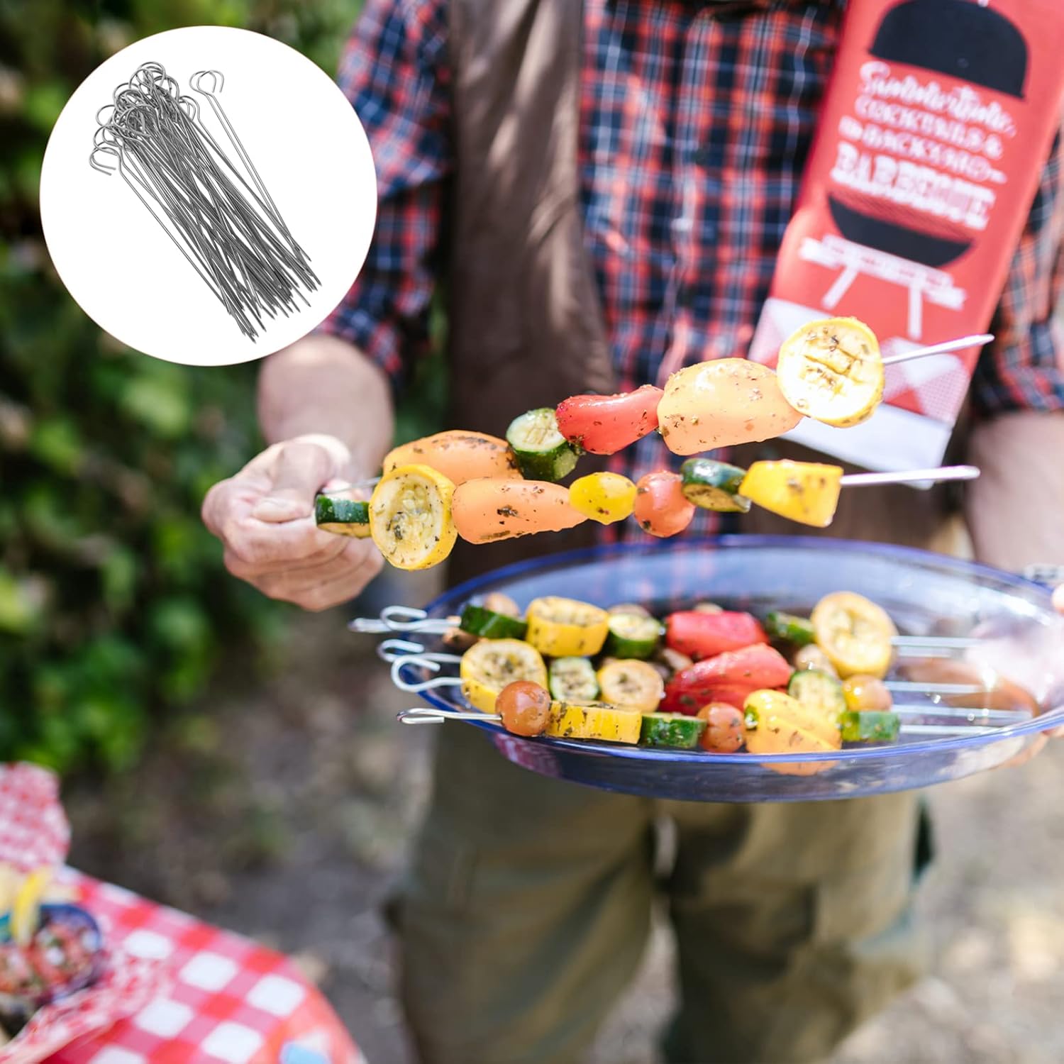 50Pcs BBQ Needle Barbecue BBQ Chicken Skewers Skewer Grill Barbeque Sticks BBQ Skewers Metal Skewers Turkey Trusser Cooking Twine Butcher Twine Stainless Steel Outdoor L,