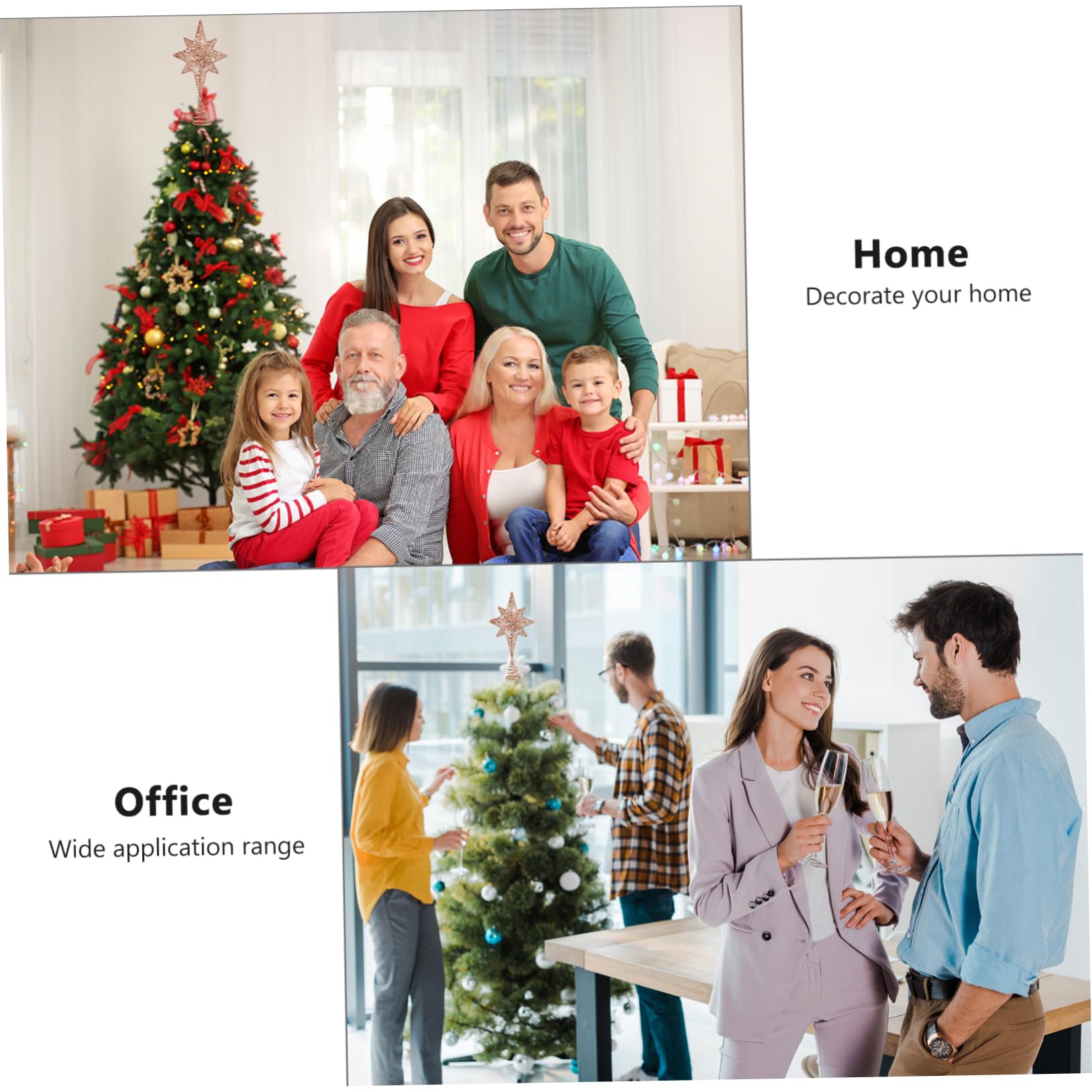 ifundom Lot De 3 Décorations De Sapin De Noël De Luxe Étoile À 8 Branches Enduit De Paillettes Robuste