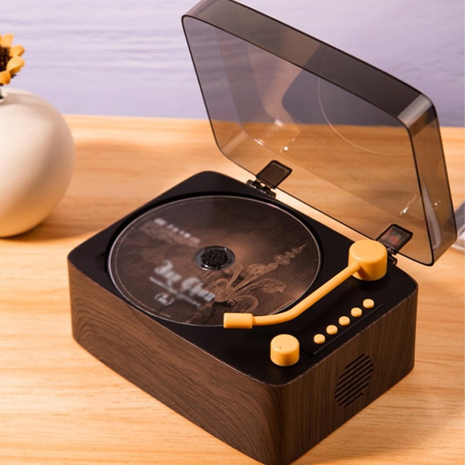 Lettore CD stereo con doppio altoparlante con effetto sonoro, ingresso/uscita Bluetooth/USB/U, batteria 2200 mA, copertura antipolvere - Modalità multiple