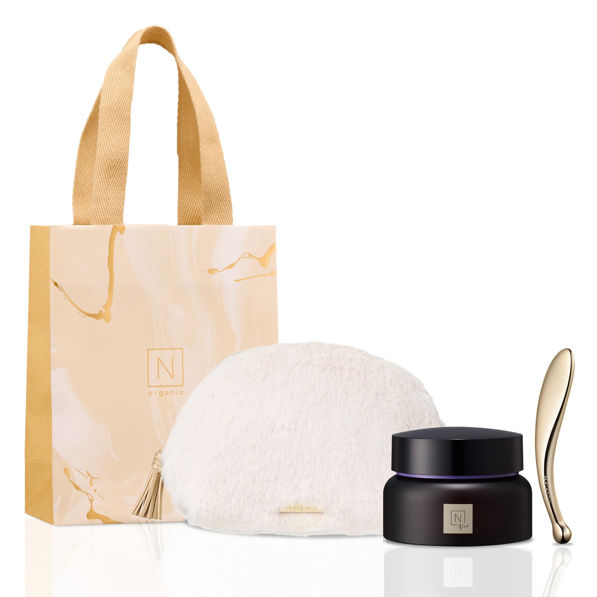 【ギフトや自分のご褒美に】N organic Vie 大人のハリ肌セット (ヒアルアップリフトクリーム、リフトアップスパチュラ、特製ポーチ) 手提げ袋付き リラックスシトラスの香り 47g エヌオーガニック プレゼント バレンタインデー ホワイトデー 退職祝い