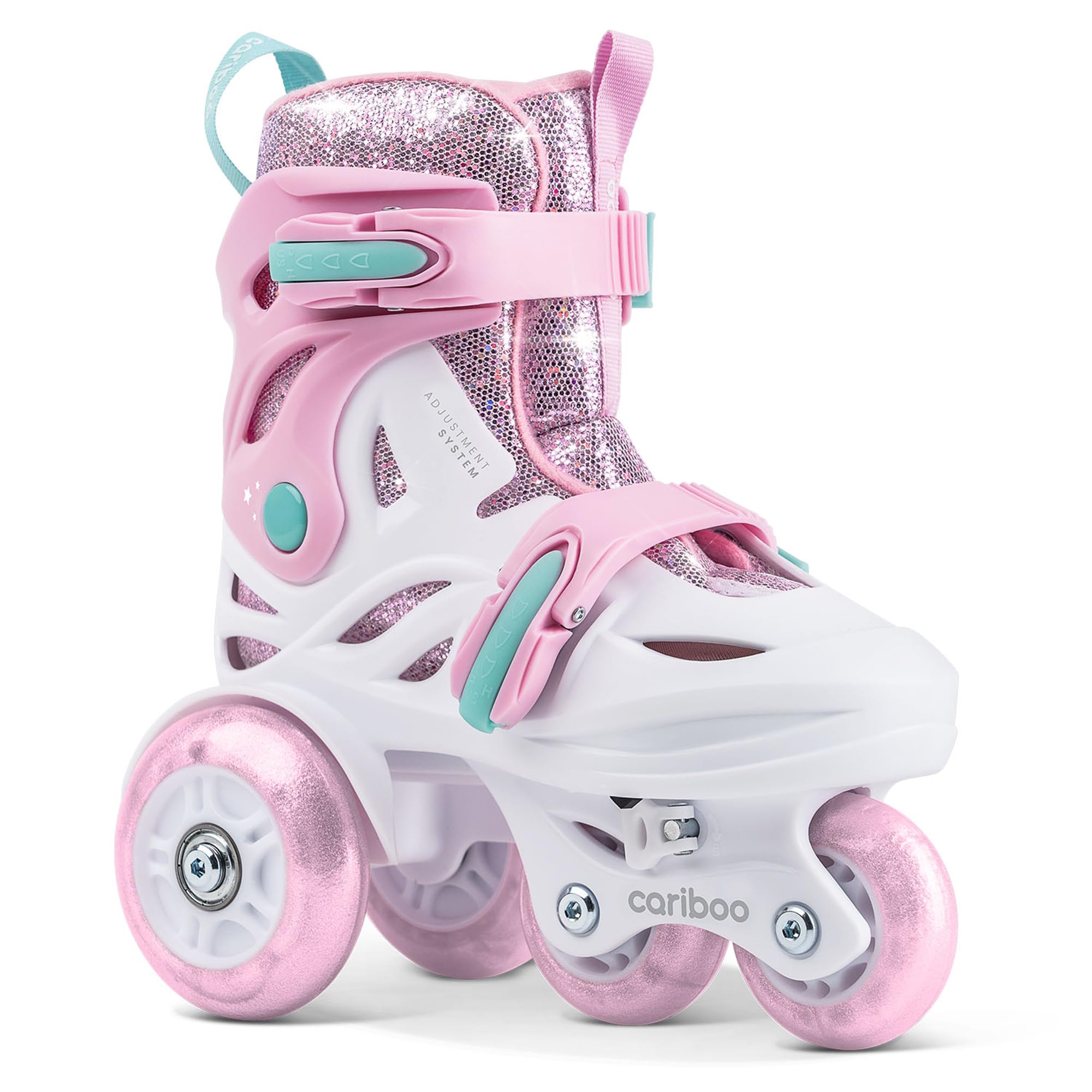 Cariboo Patins à roulettes pour Enfants - Ajustables - pour Débutants - Set avec Protège-Genoux Coudières et Protège-Poignets - Ballerina