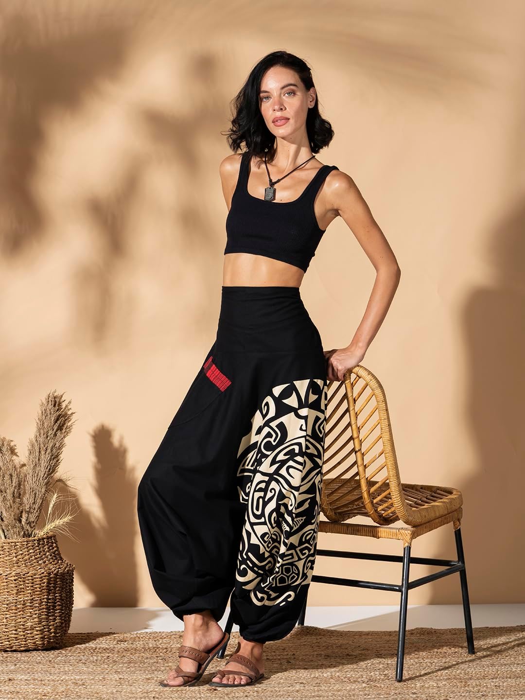 The Veshti Company Women's Printed Summer Harem Pants, Cotton Boho Hippie Casusal Oversized Palazzo Pant for Women - Image 6