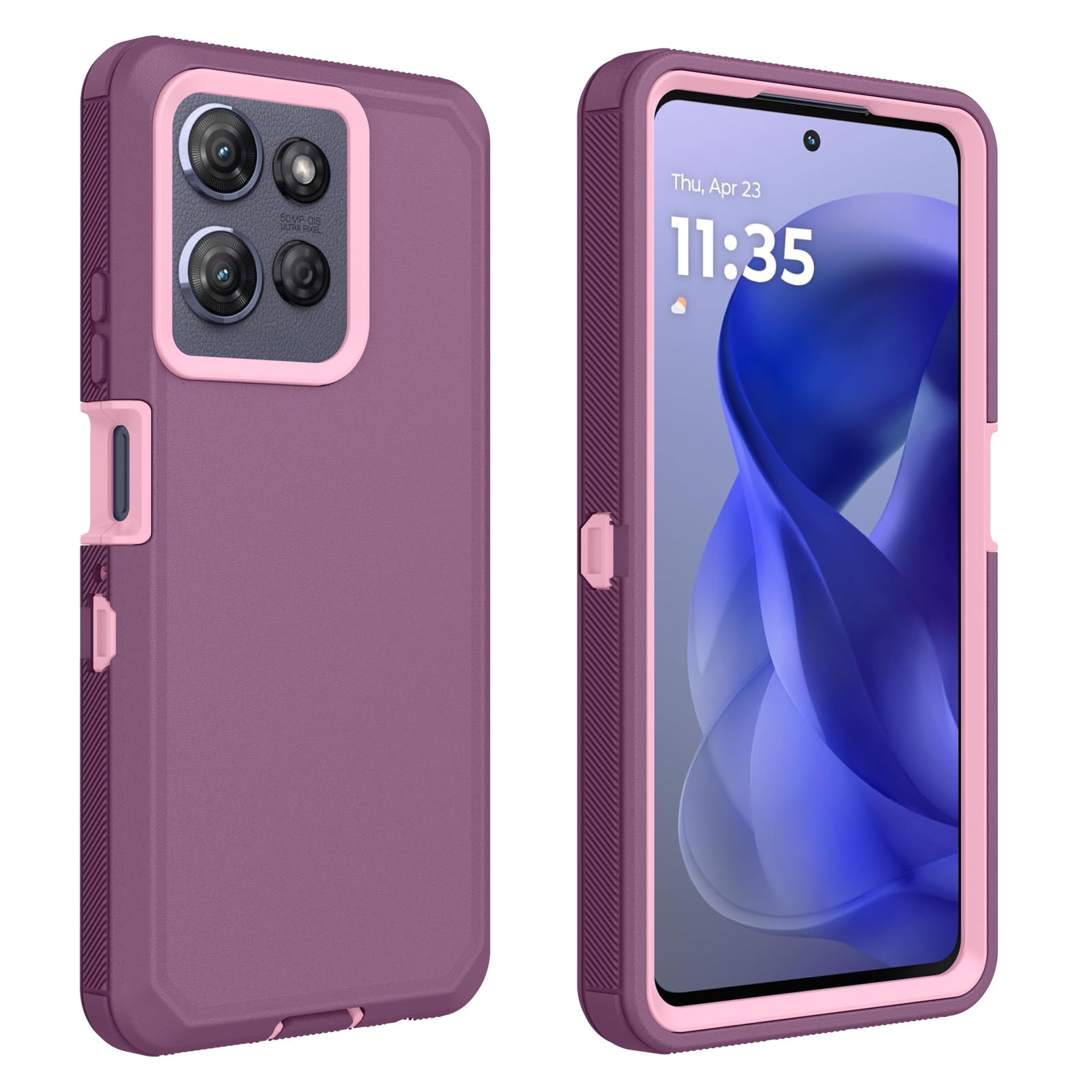 for Motorola Moto G Power 2025 Case/Moto G Power 2026 Case, Defender Case Heavy Duty Shockproof Dustproof 3 in 1 Rugged Protective Phone Cover (Pink/