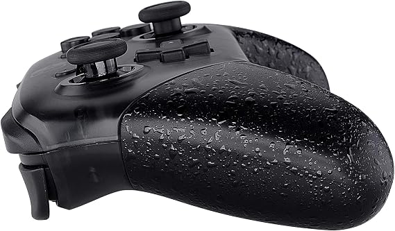eXtremeRate Textured Black Replacement Handle Grips for Nintendo Switch Pro Controller, 3D Splashing DIY Hand Grip Shell for Nintendo Switch Pro - Controller NOT Included
