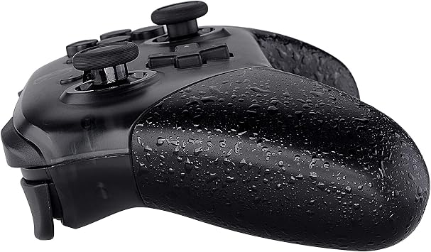 eXtremeRate Textured Black Replacement Handle Grips for Nintendo Switch Pro Controller, 3D Splashing DIY Hand Grip Shell for Nintendo Switch Pro - Controller NOT Included