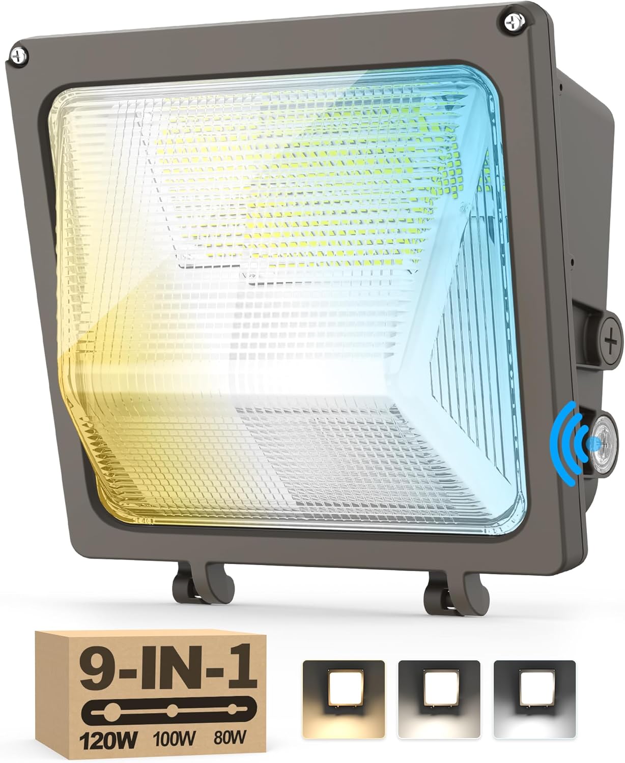 AKK LED Wall Pack Light 120W/100W/80W & 3000K/4000K/5000K Selectable, Glass Lens, Dusk to Dawn Photocell & Timed Dimming, 18000LM, IP65 Waterproof for Garage, Warehouse and Exterior Building Security