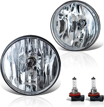 VPIMOZO Fog lights Clear Lens Compatible with 2007 2008 09 10 11 12 13 GMC Sierra 1500 2007 2008 09 10 11 12 13 14 Sierra 2500HD 3500HD Fog Bumper Lamp W/55W H8 Halogen Bulbs OE Part GM2592161