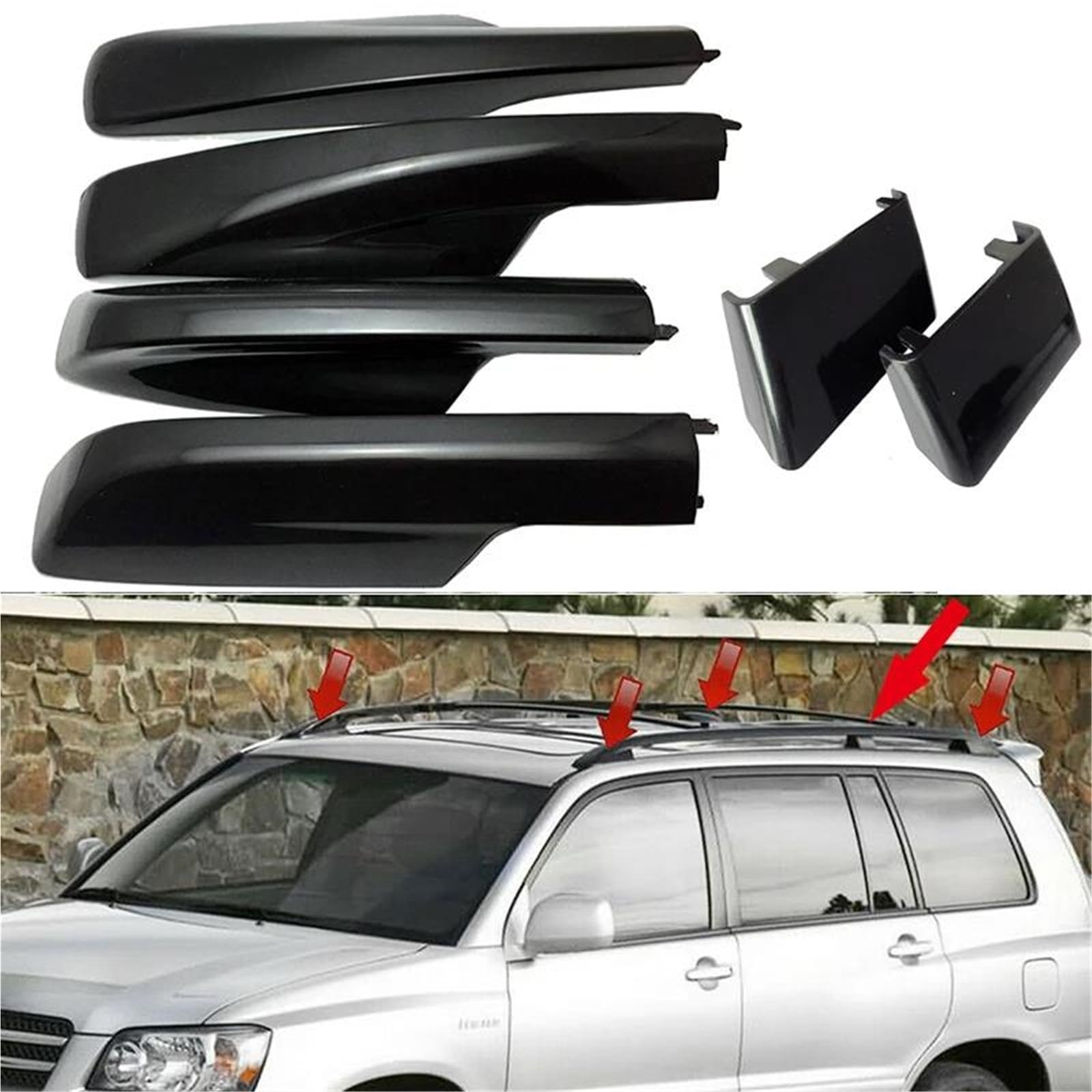 Barra Trasversale Per Toyota Per Highlander 2001-2007 Auto Portapacchi Copertura Centrale Bar Rail End Borsette 6P Accessori Di Ricambio(4pcs)