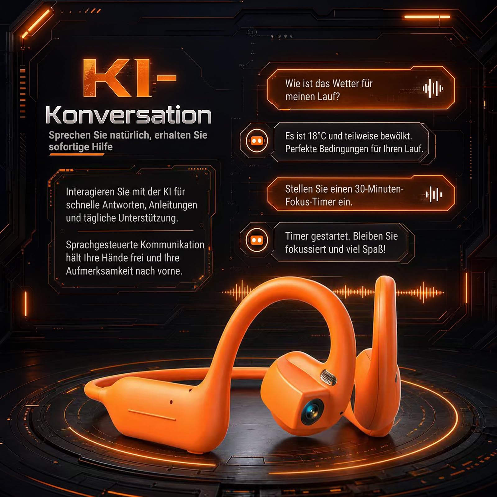 iPalamila Knochenschall-Kopfhörer mit Kamera – 8MP EIS-stabilisierte Kamera, KI-Übersetzungsfunktion, IP65 wasserdicht, Bluetooth Open-Ear Sportkopfhörer für Laufen