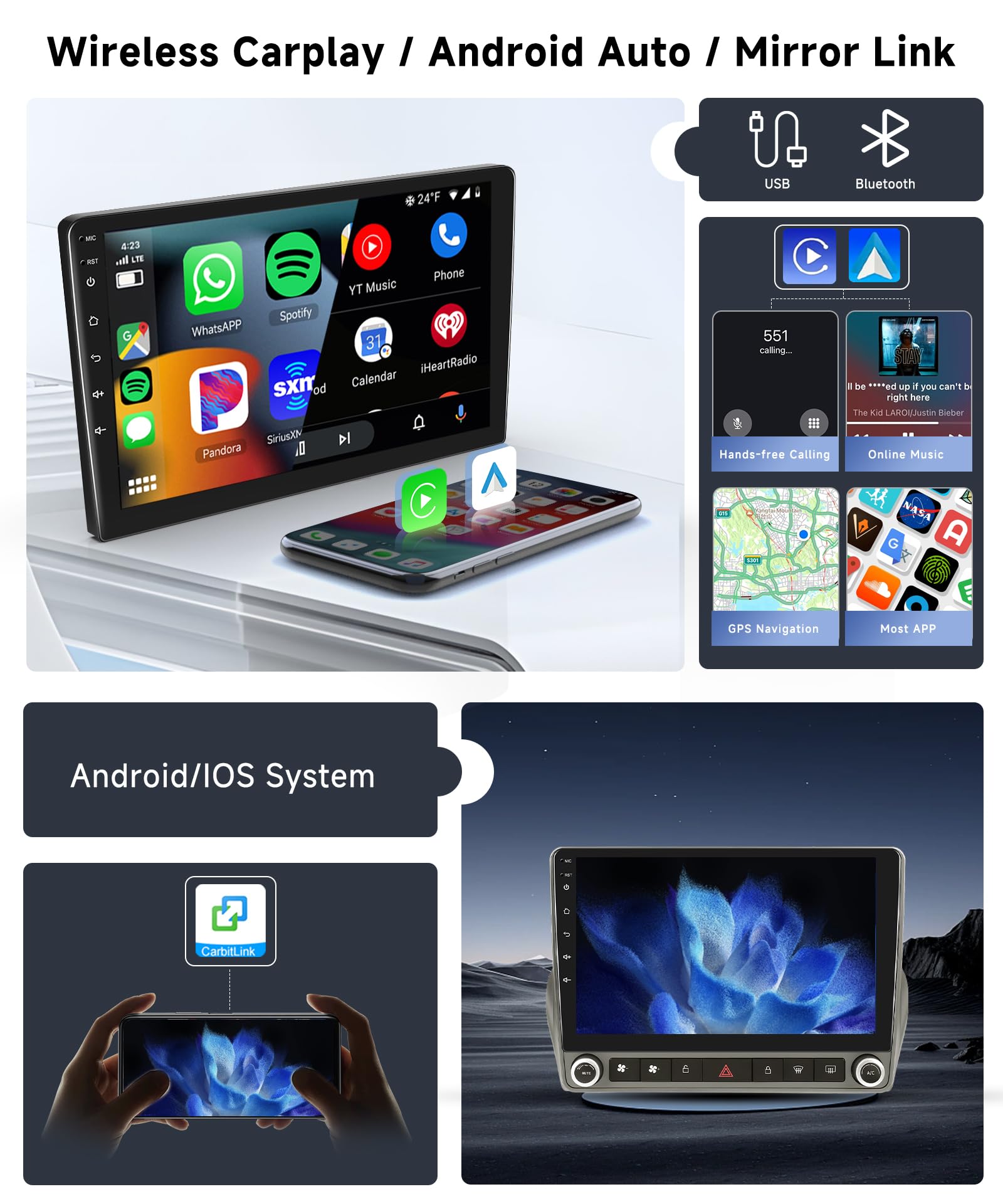 Chevrolet Camaro 2010-2015 Car Stereo - Wireless CarPlay & Android Auto 9 Inch Touchscreen