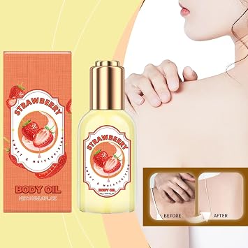 Moisturizing Strawberry Body Oil, Strawberry Body Lotion, Strawberry Moisturiser for Women, Repairs Nourishing Dry Rough And Sensitive, Suitable for All Skin Types (1)