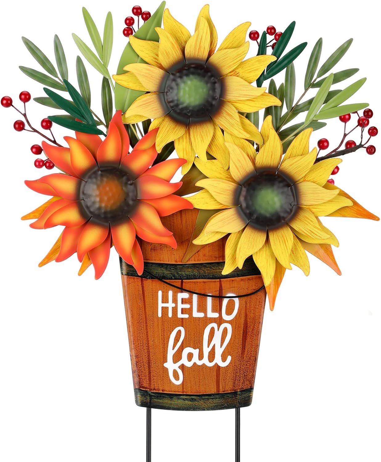 Geelin Hello Fall Yard Decor, Metal Sunflower Garden Signs, 21.5''h