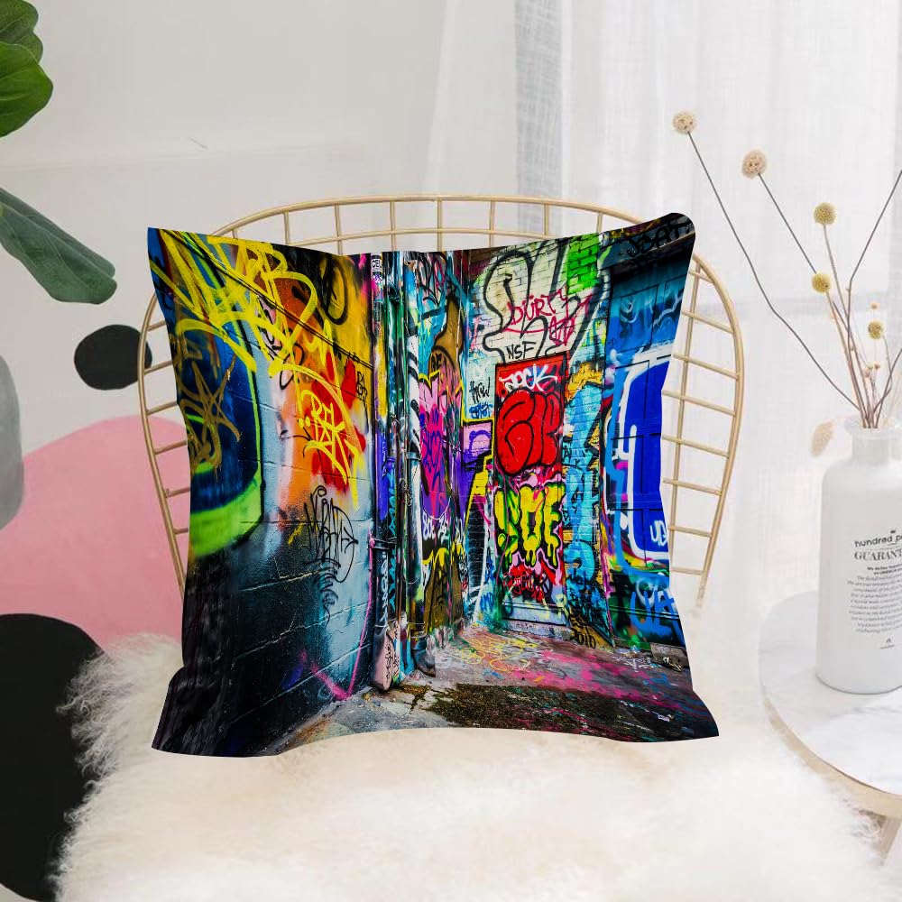HYMSXW Cushion Cover,Throw Pillow Case Home Decorative for Living Room Bedroom Sofa Chair 20X20 Inch,Colorful Graffiti Abstract Art Home Creative Colorful,Pillowcase 50X50cm