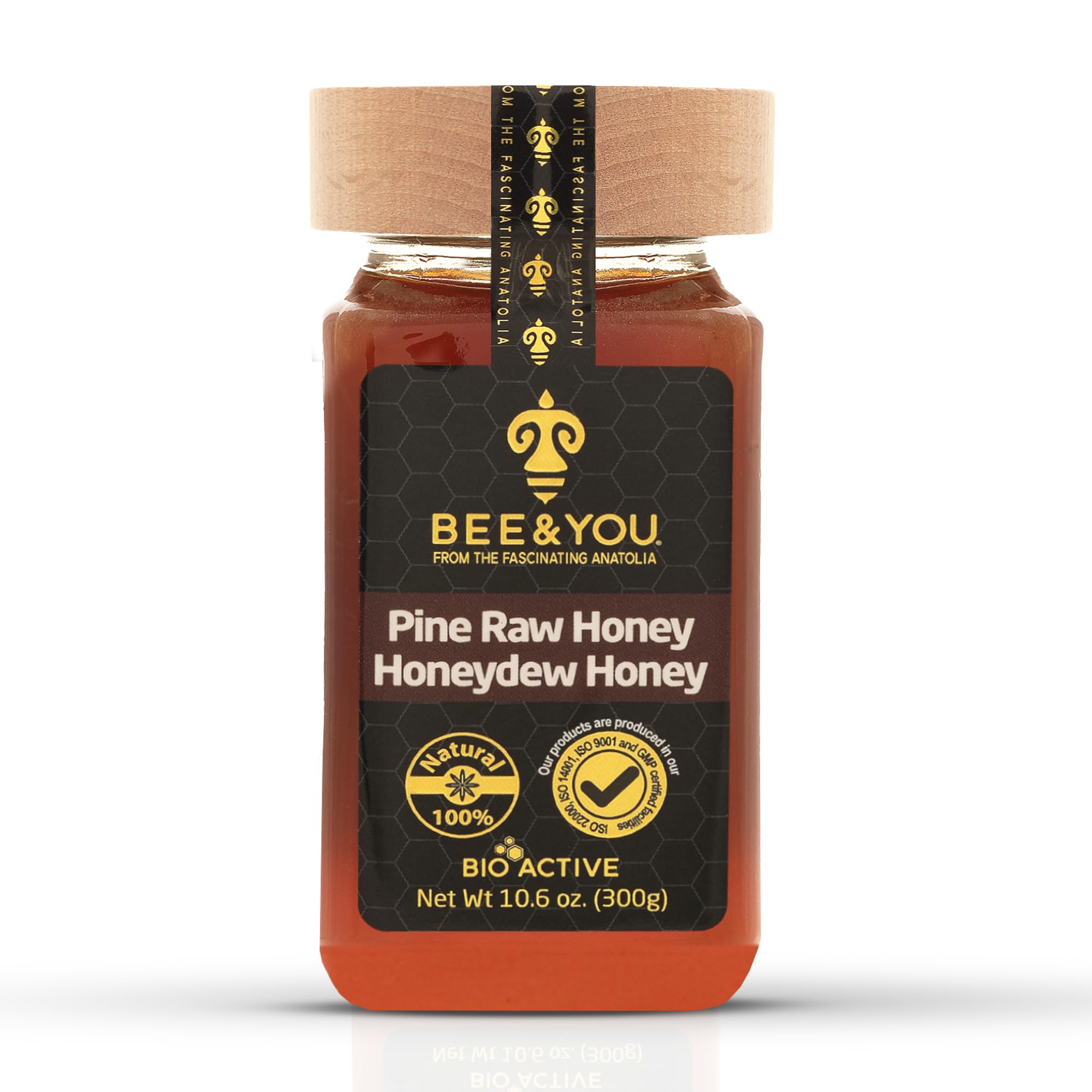 BEE and YOU Pine Raw Honey, Honeydew Honey, Wild-crafted, 100% Natural, Unprocessed, Enzymes, Antioxidants, Manuka Honey Alternative, Paleo, Gluten-Free (10.6 oz)