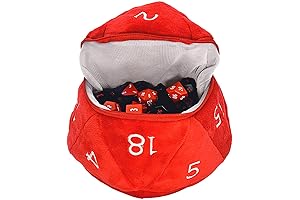 Red and White D20 Plush Dice Bag - Dungeons and Dragons