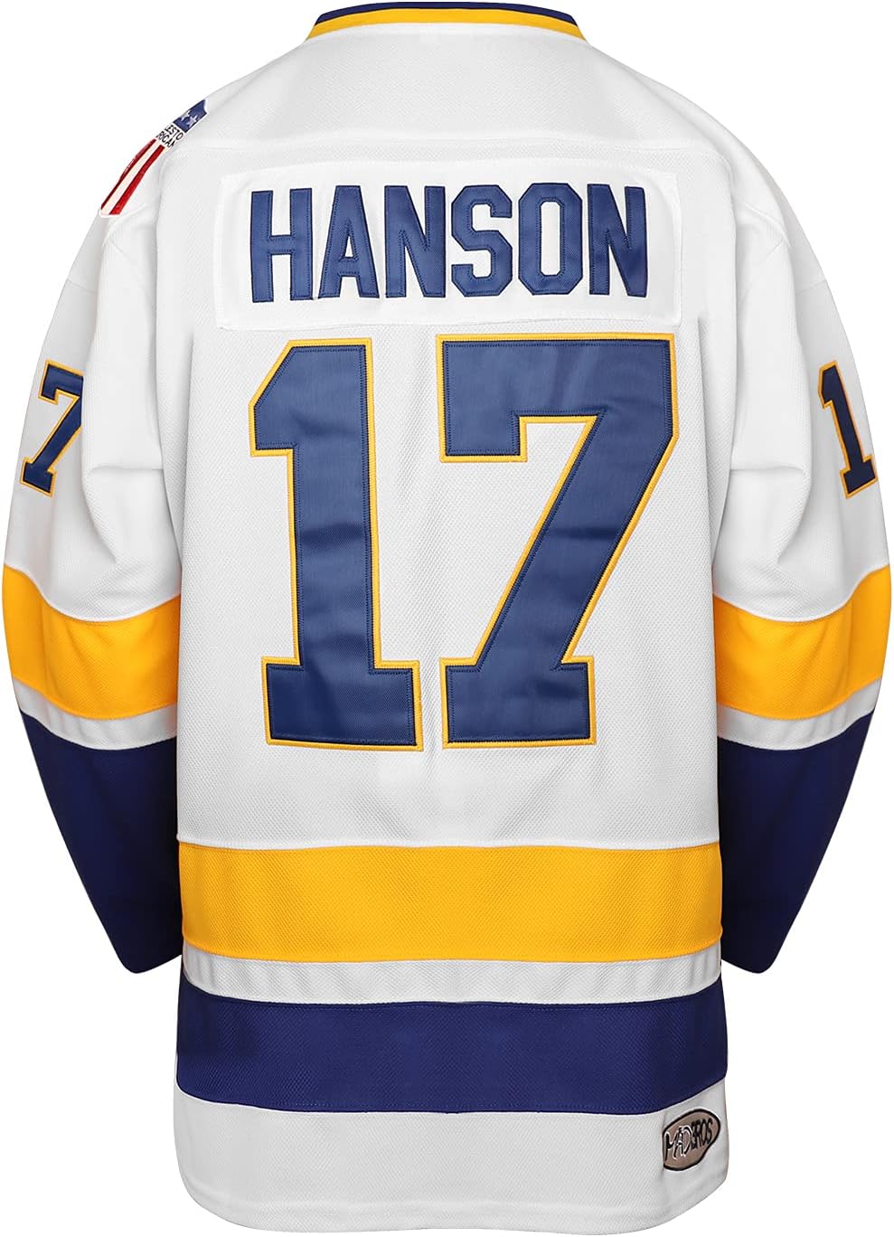 Men Hanson Brother 16 Jack 17 Steve 18 Jeff Charlestown Chiefs Stitched Movie Hockey Jerseys (17 White, X-Large)