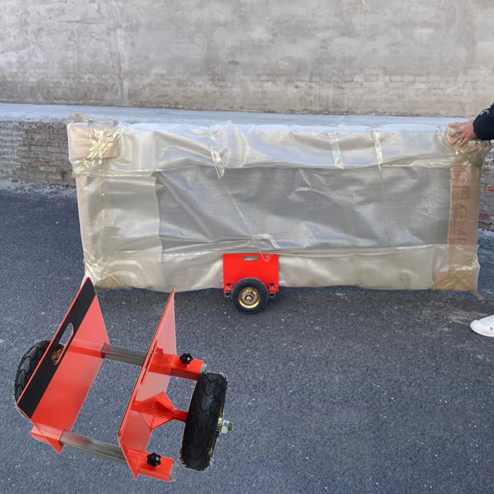 Bauholz Plattenwagen Robuster Türbrett-Transportwagen, Verstellbarer Sperrholzträger/Plattenwagen Mit 2 Rädern – All-Terrain-Träger Für Trockenbauwände, Zaunplatten-Schieber-Transportwagen