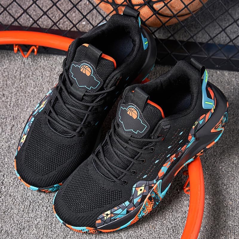 Mens Basketball Shoes Fashion Breathable Lace Up Non Slip Sport Outdoor Court Sport Training Running Walking Sneakers for Adult