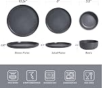 Richmount Milkyway Plates and Bowls Set, 12 Pieces Dinnerware Sets, Reactive Glaze Dish Set, Stoneware Dishes Set for 4, Matte Dark Charcoal
