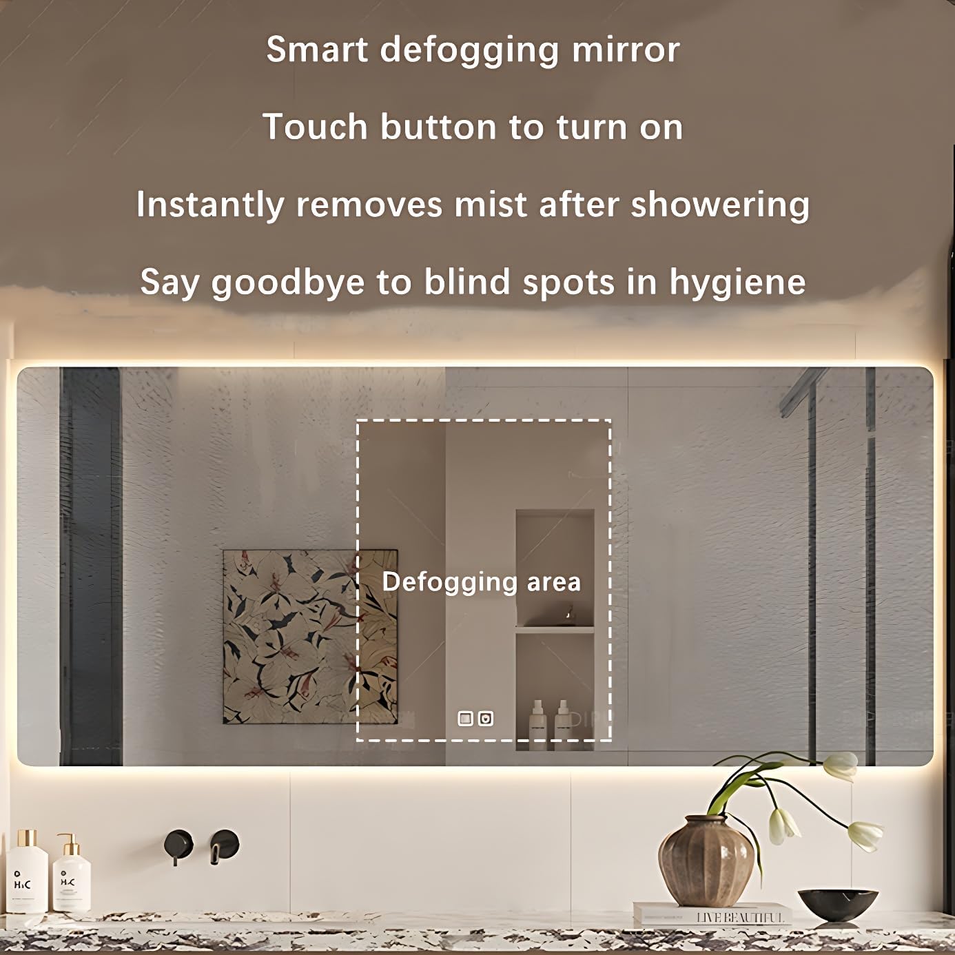 Floating Bathroom Vanity with Sink - Modern Bathroom Vanity - Includes LED Smart Defogging Medicine Cabinet & Drawer - Multi-Layer Solid Wood | Wall-Mounted