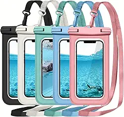Bolsa de telefone azul à prova d'água para iPhone 16 15 14 13 12 Pro Max XS Samsung, IPX8 3D bolsa seca para celular essenciais de praia