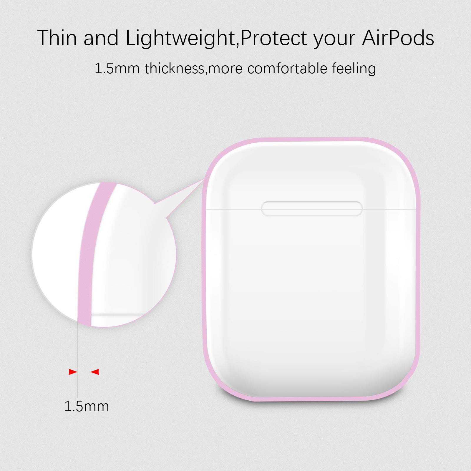 Coque Housse Étui Protecteur Compatible avec AirPods 2, Silicone Case Cover pour AirPods 2, Témoin LED Visible, Supporte la Charge sans Fil, Lavender Pink - 2
