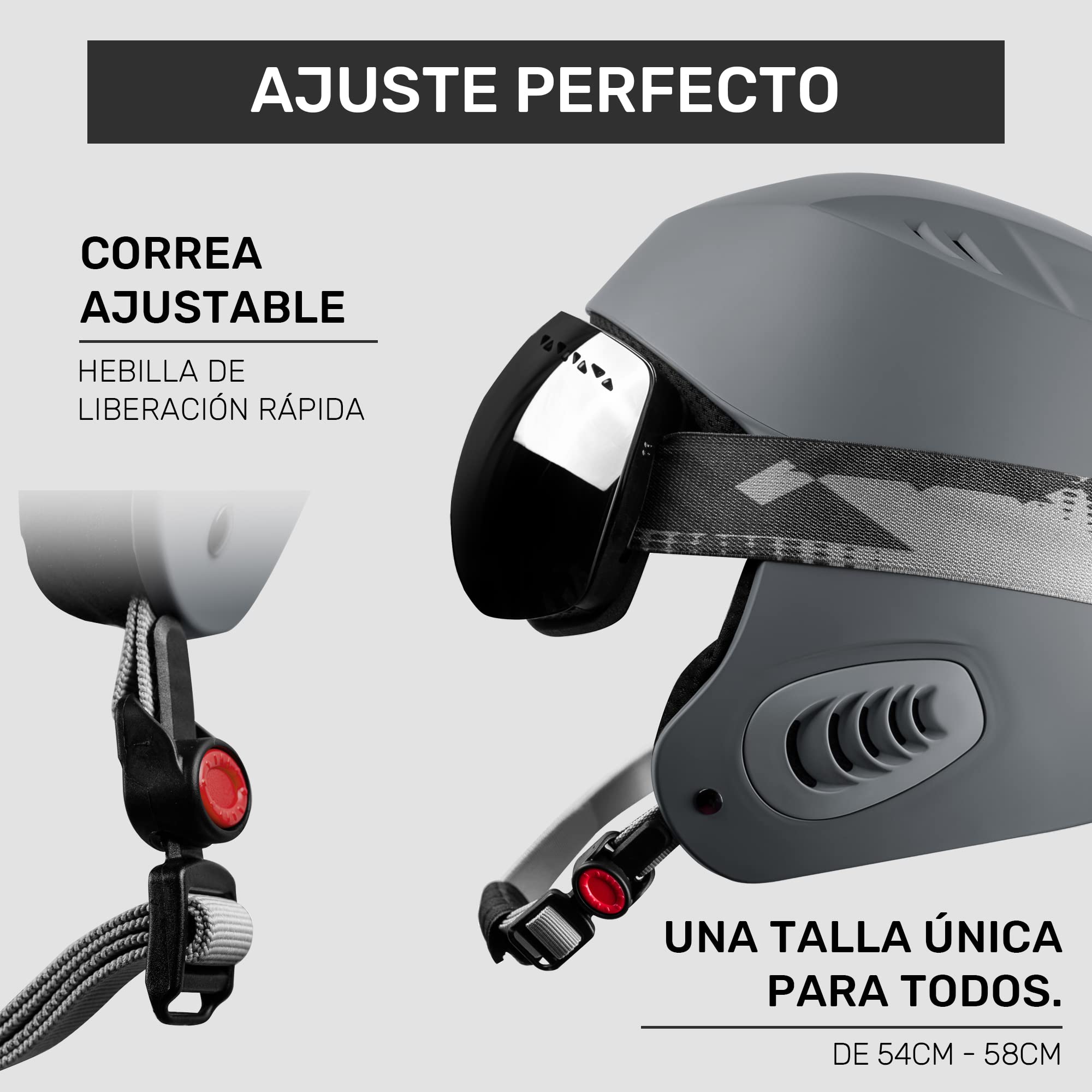 Westt casco de esquí hombres señoras snowboard casco freeride esquí de travesía casco deportes de nieve casco I ligero transpirable ventilado I gris I 57-58 cm