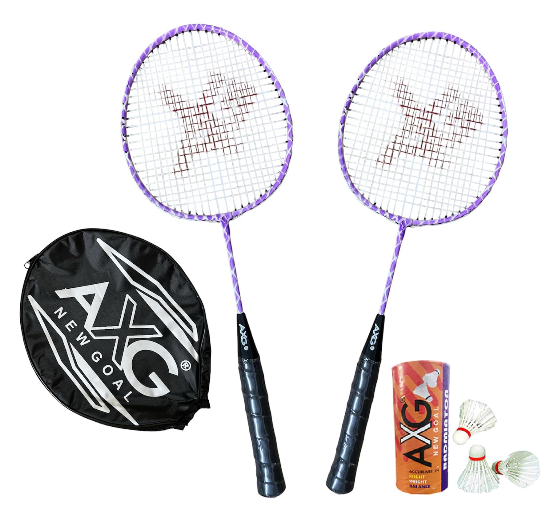 AXG Durable & Stylish Design 2 Racquets with 3 Plastic shuttles and Cover Badminton Kit-image-19