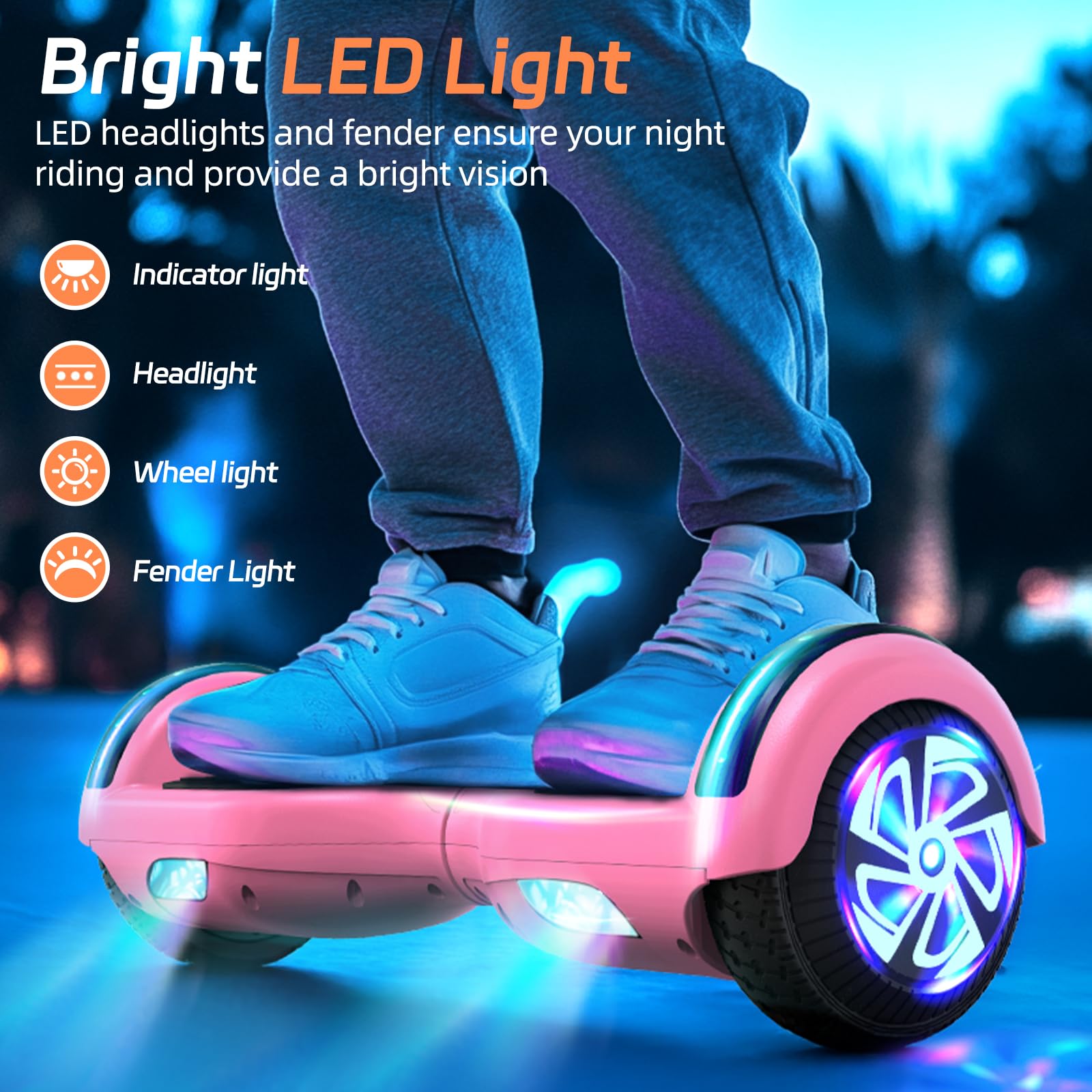 Electric Self Balancing Hoverboard with 6.5" Tires,LED Light-up Wheels, Self-Balancing Hoverboard with Active Balance Technology