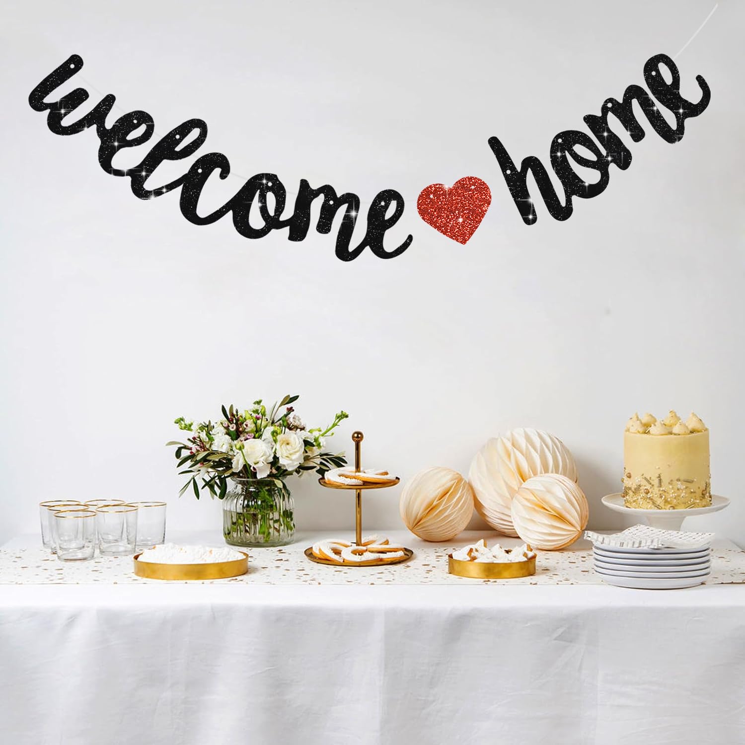 Welcome Home Decorations We Missed You So Much Banner, Black Glitter Welcome Back Banner Welcome Home Sign Family Reunion Sign Deployment Party Decorations
