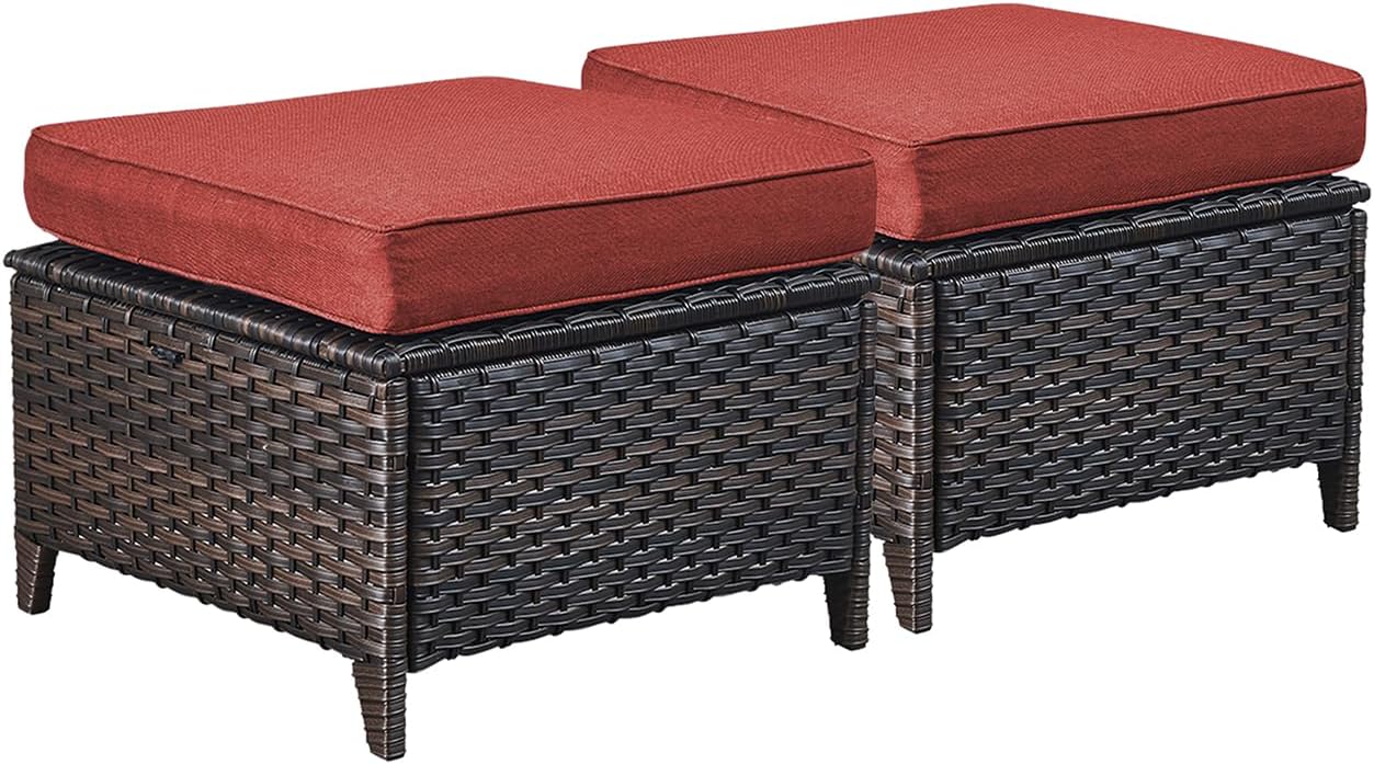 Amazon.com: Rilyson Outdoor Ottoman Wicker Patio Ottomans - 2 Piece ...