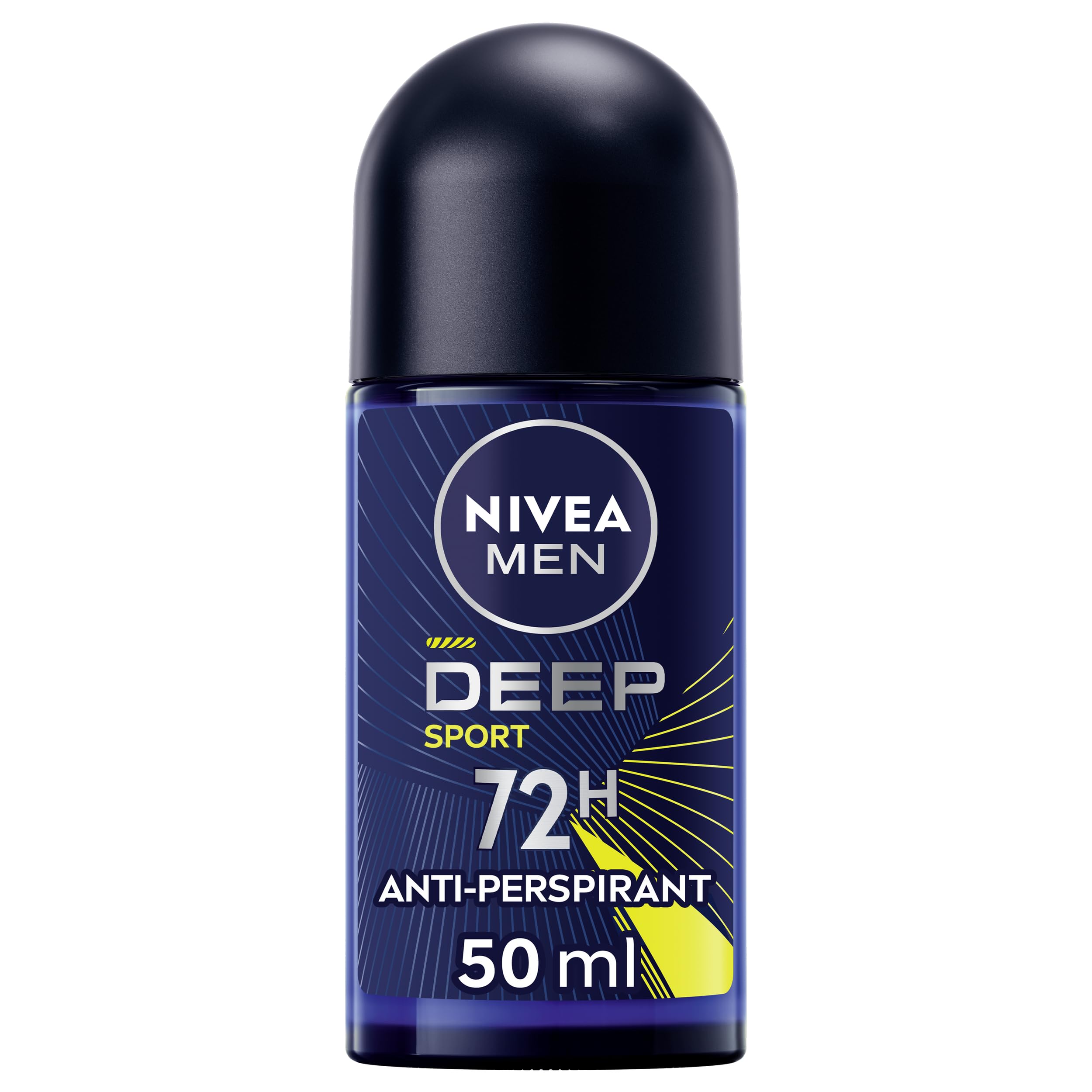 NIVEA MEN Deep Sport Roll-on 50 ml, Deodorante uomo arricchito con Carbone Attivo per 72h di protezione, Deodorante roll on antitraspirante per l'attività sportiva