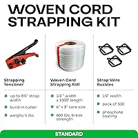 Vista 2 de IDL Packaging Kit de flejado de cable tejido portátil de 12 pulgada x 1500 pies, resistencia a la rotura de 650 libras - Solución completa