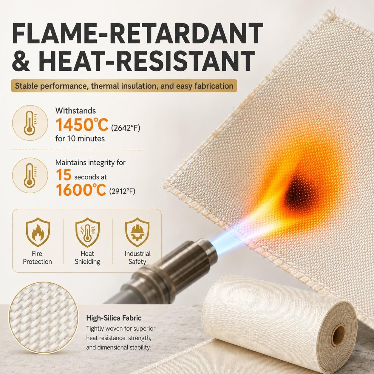 Copertura Protettiva Ignifuga for Impieghi Gravosi | Rotoli Di Tessuto In Fibra Di Silice Protezione Da Scintille E Calore(0.92mx4mx1.0mm)