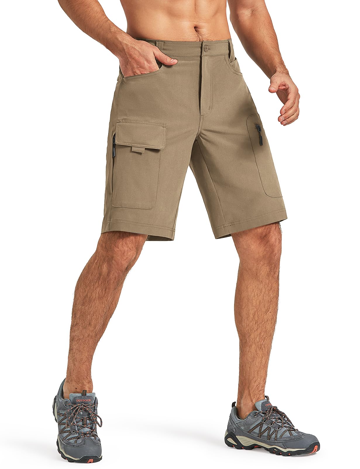 Moosehill Short de randonnée cargo pour homme - Imperméable - Avec 6 poches - Léger et respirant - Pantalon de VTT - Short de cyclisme - Bermuda - Pantalon de trekking - Pantalon d'extérieur d'été