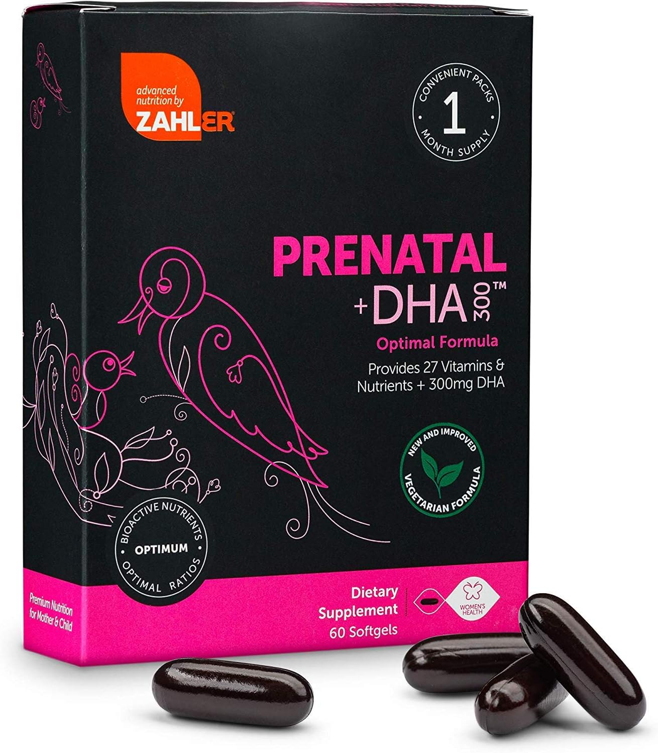 Zahler Prenatal DHA, Premium Prenatal Vitamins for Mother and Child, New and Improved Prenatal with DHA! Certified Kosher, 60 Count: Health & Personal Care
