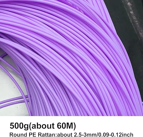 Miniatura 35 de Queenbox Tejido de ratán sintético redondo sólido de 17.64 oz (196.9 ft), material de reparación, ratán sintético de plástico para reparación