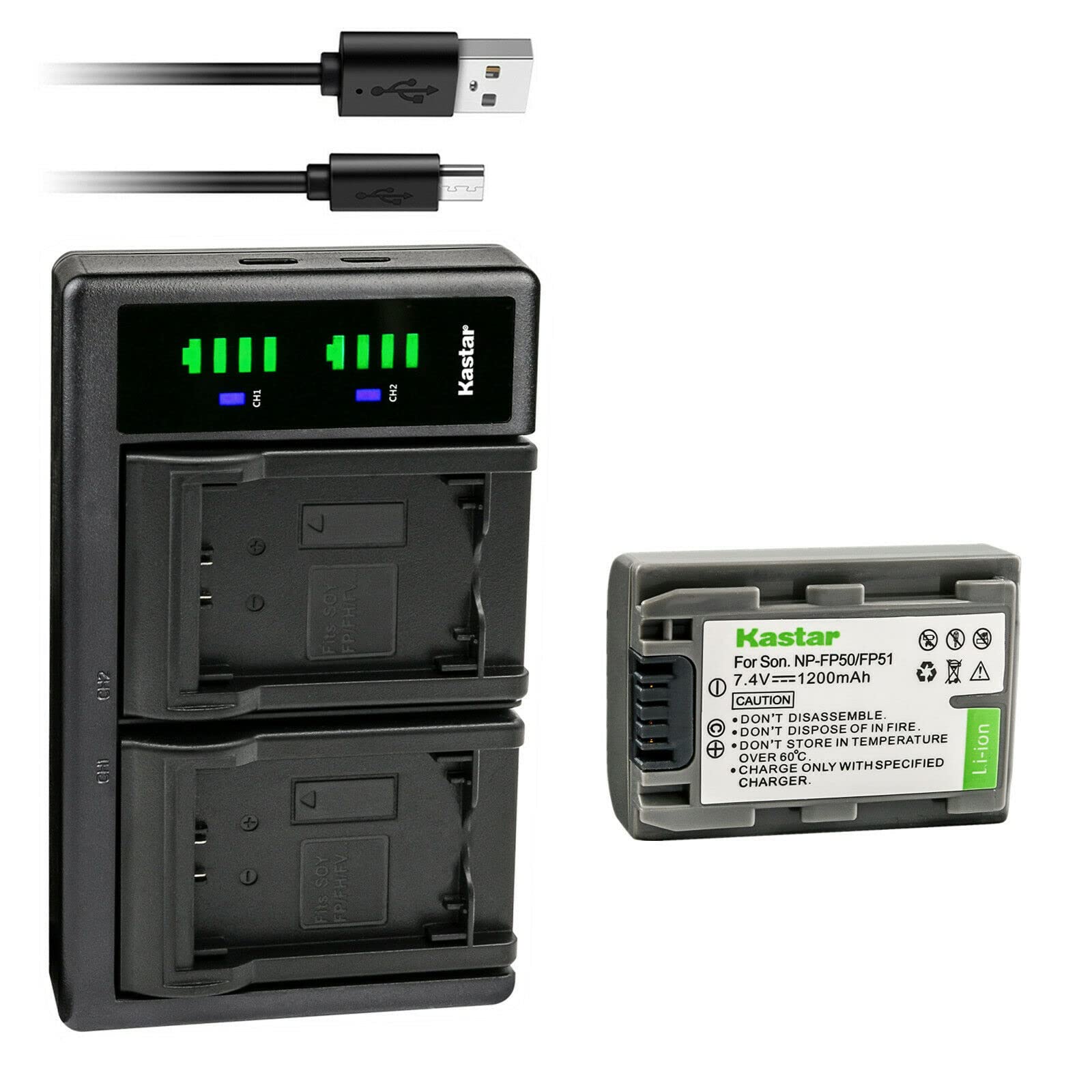 Kastar 1-Pack Battery and LTD2 USB Charger Replacement for Sony DCR-HC30, DCR-HC32, DCR-HC33, DCR-HC35, DCR-HC36, DCR-HC39, DCR-HC40, DCR-HC41,