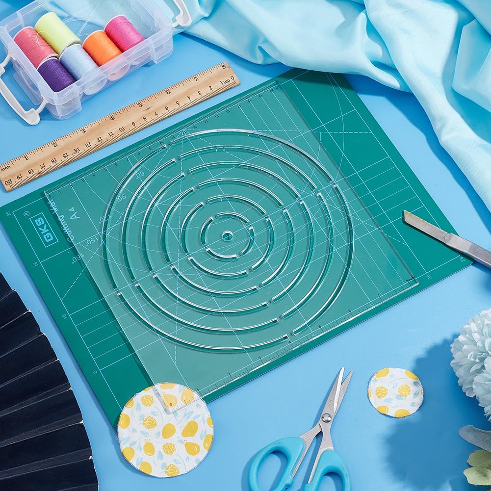 Clear Acrylic Quilting Templates 8.27 Inch Round Patchwork Ruler Circles Stencils Multi Function Circle Stencils for DIY Sewing Cutting Fabrics Crafts Design