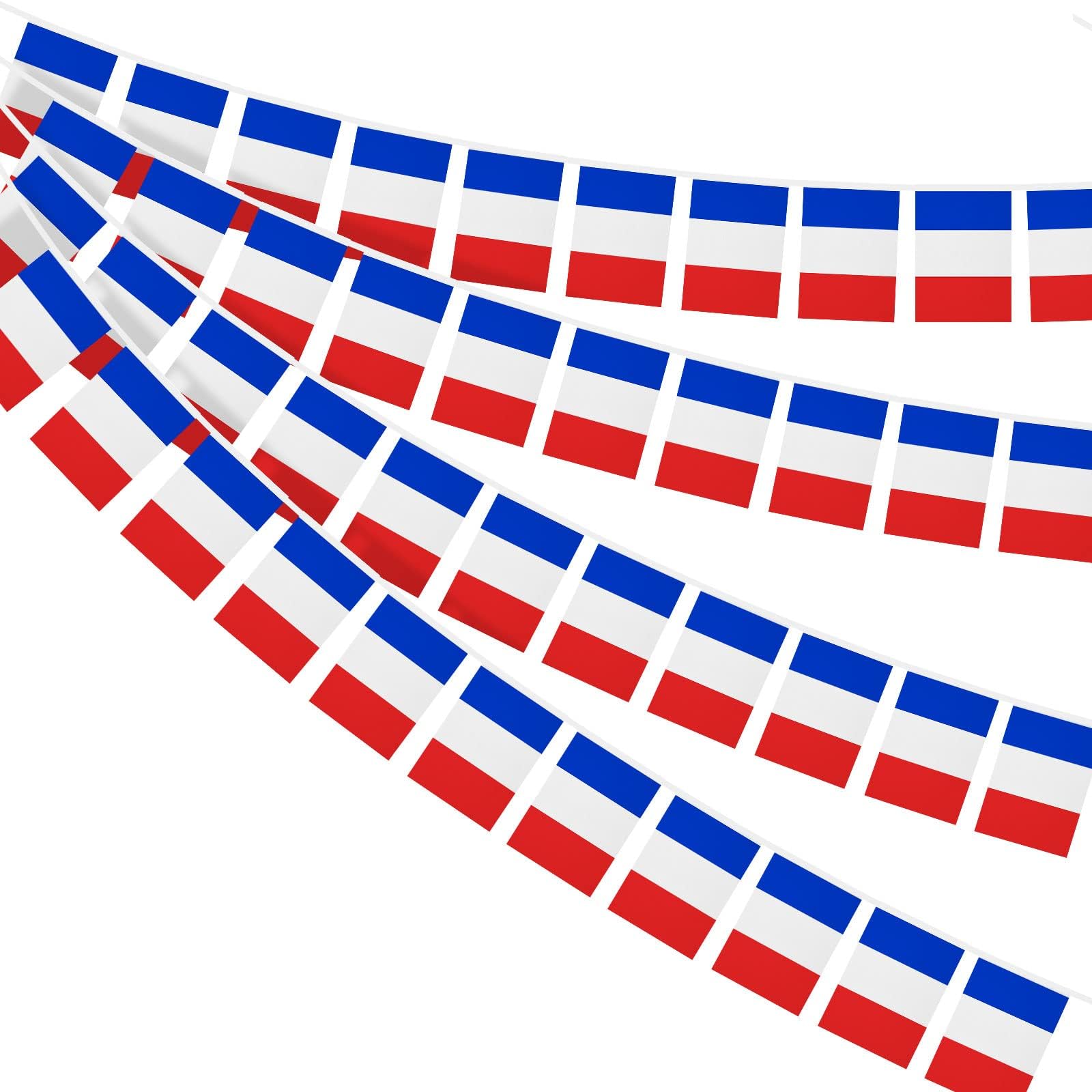 Banderas francesas de cuerda AhfuLife de 60 piezas para decoraciones de fiesta y eventos